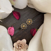 Vriksham Antique Floral Studs-Black-G16706